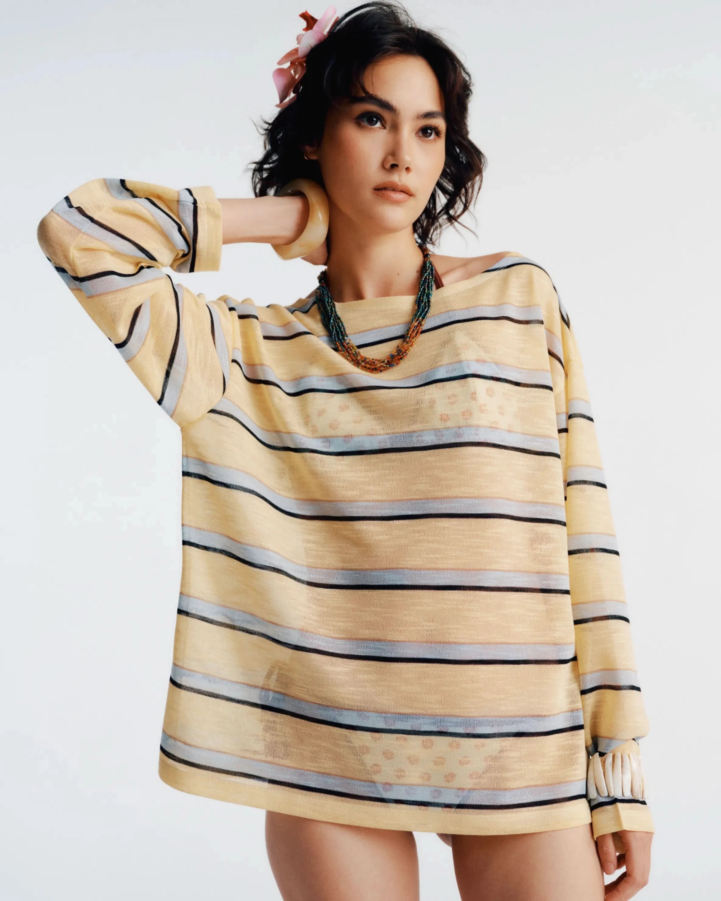 Striped Cover Up - Yellow