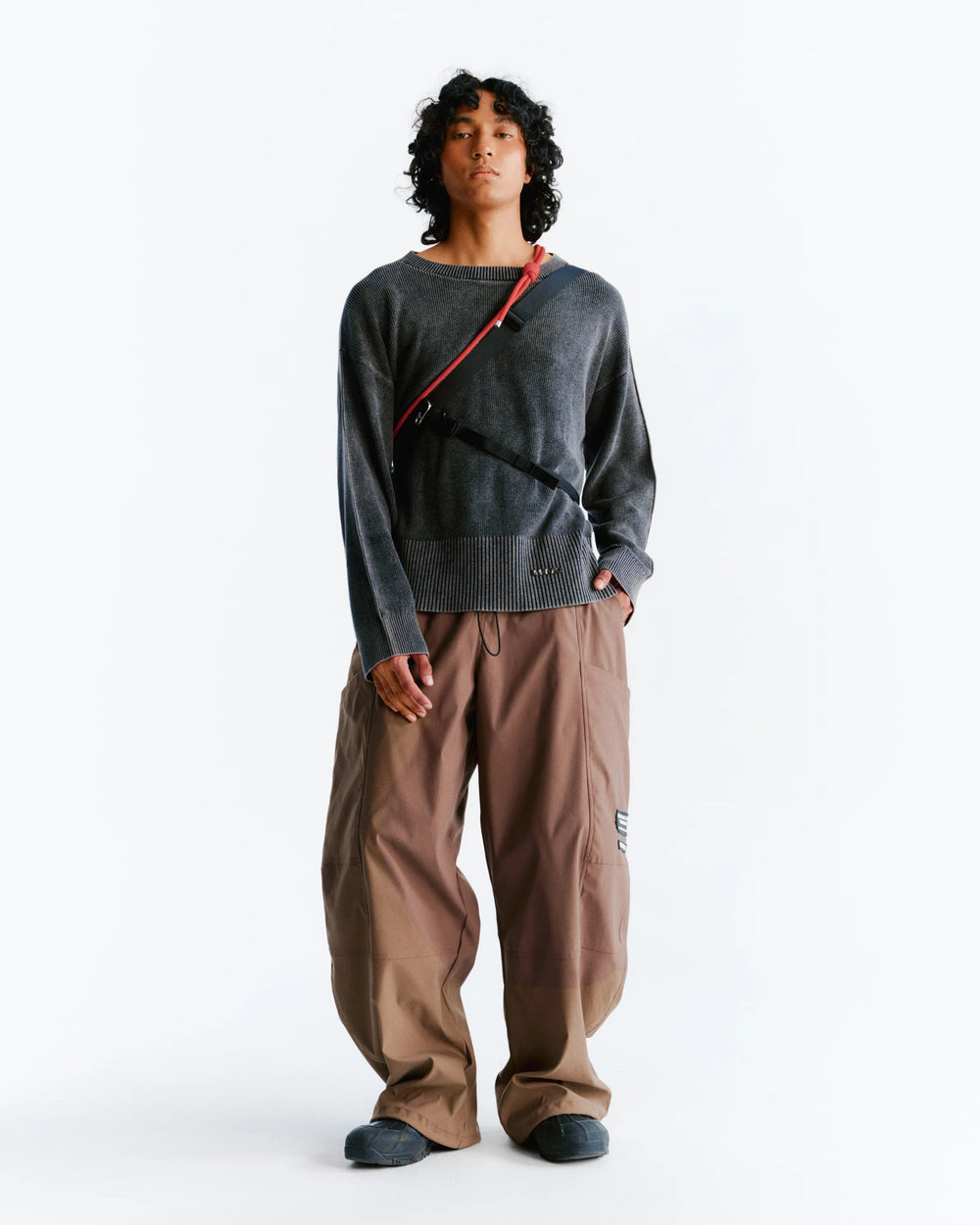 Washed Knitted Sweater - Black