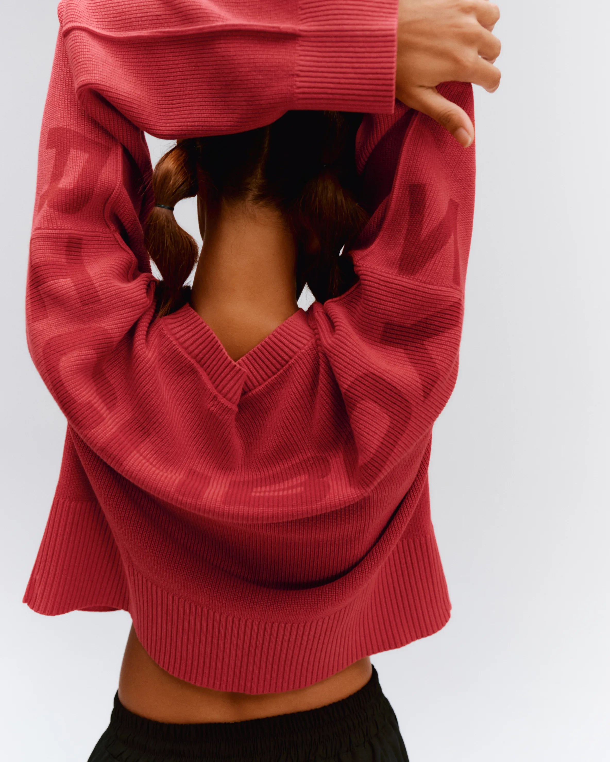 Washed Knitted Sweater - Red