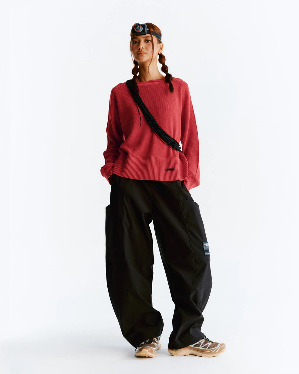Washed Knitted Sweater - Red