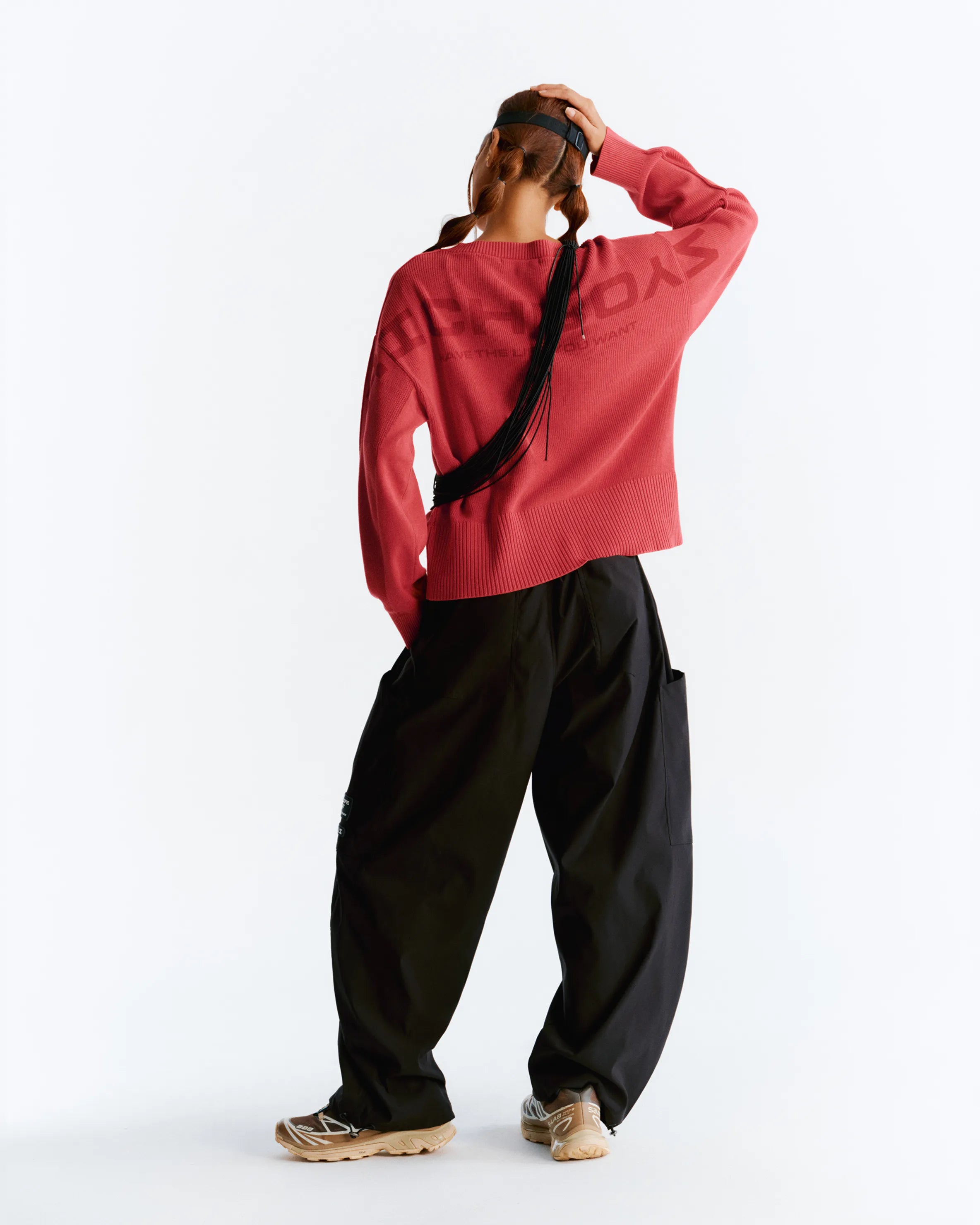 Washed Knitted Sweater - Red