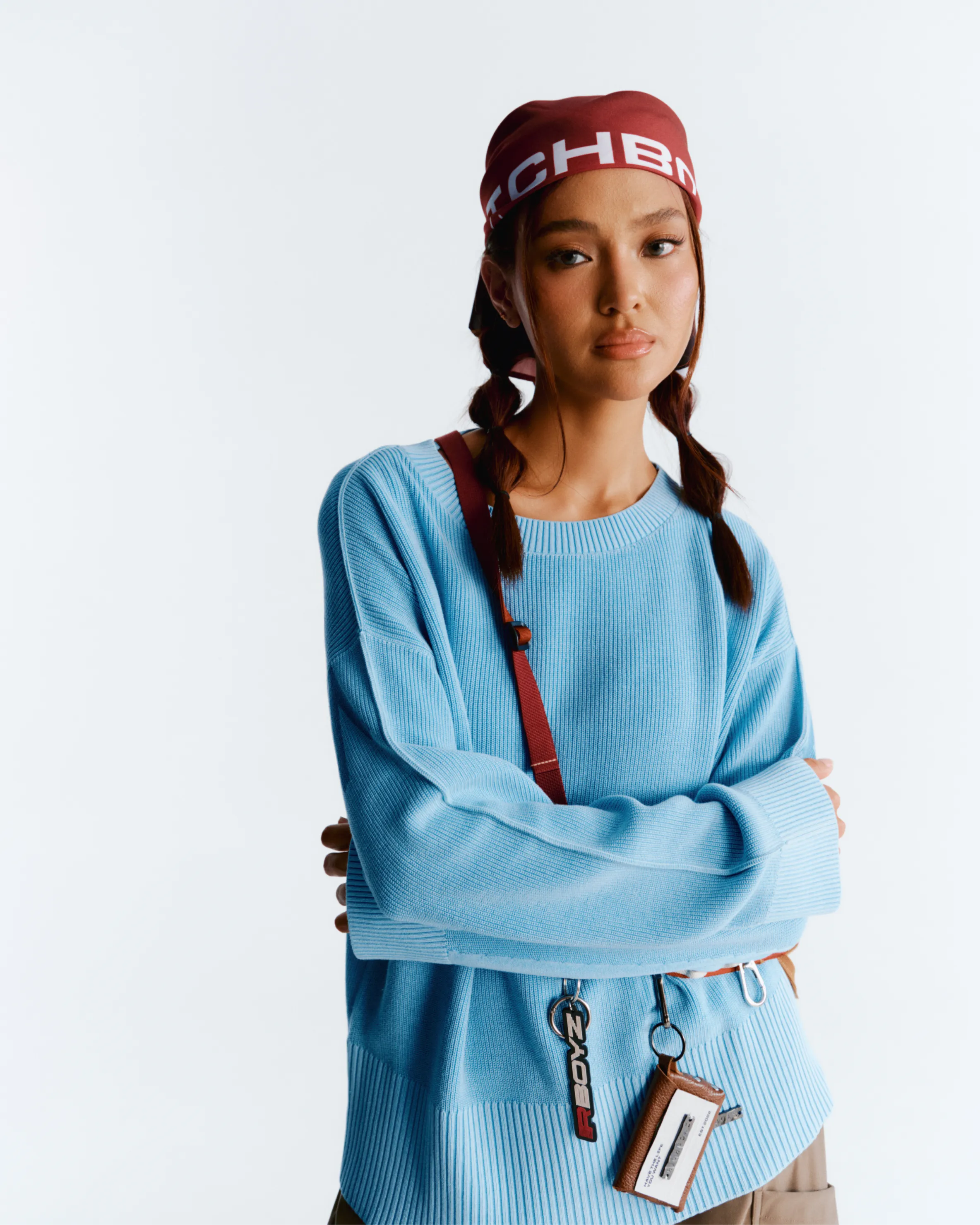 Washed Knitted Sweater - Sky Blue