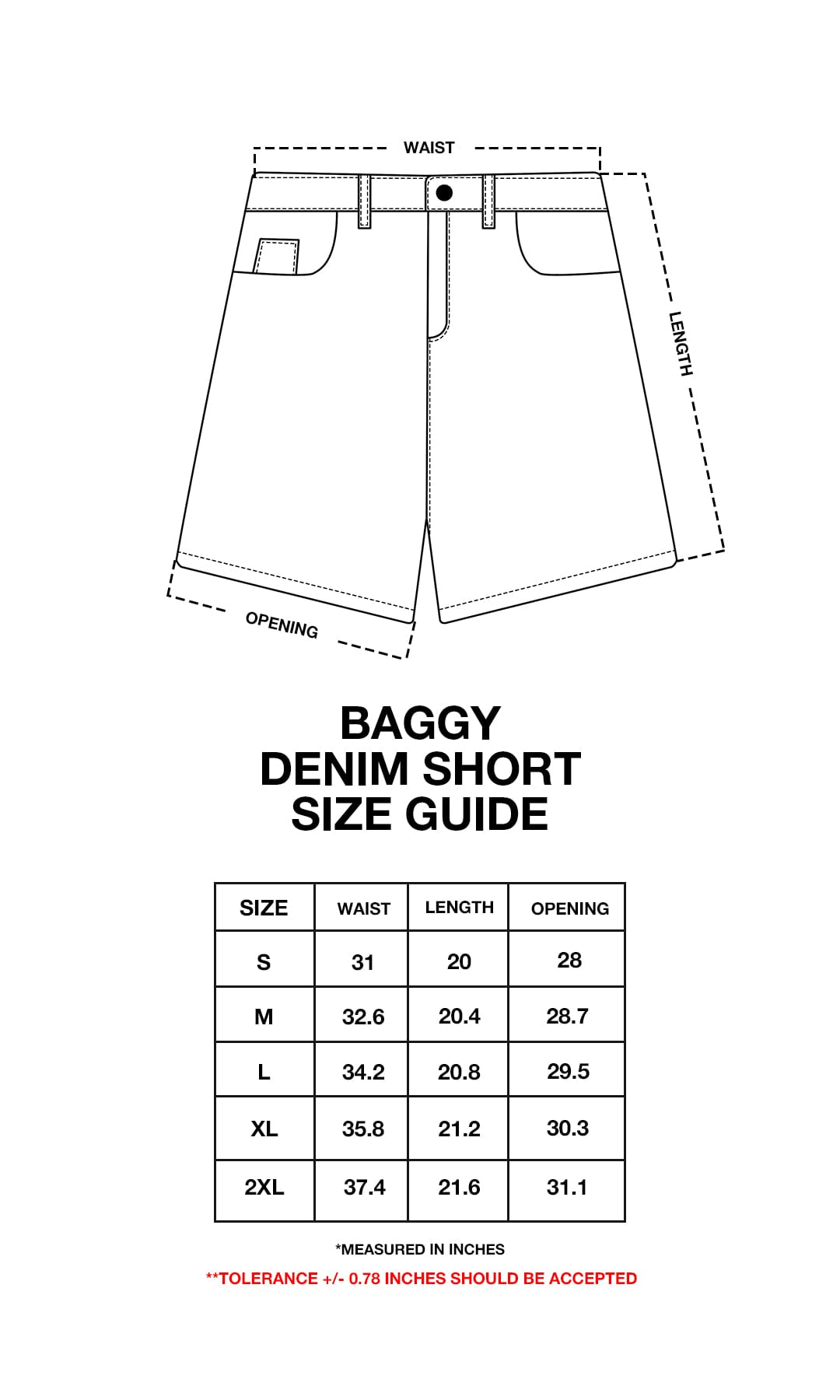 Product size chart