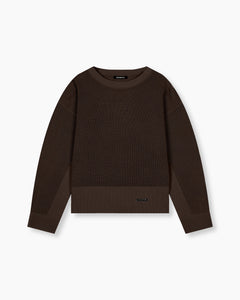 Washed Knitted Sweater - Brown