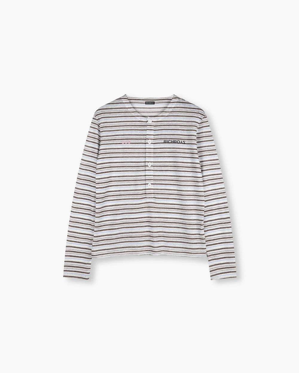 Women's Striped Henley - Sky