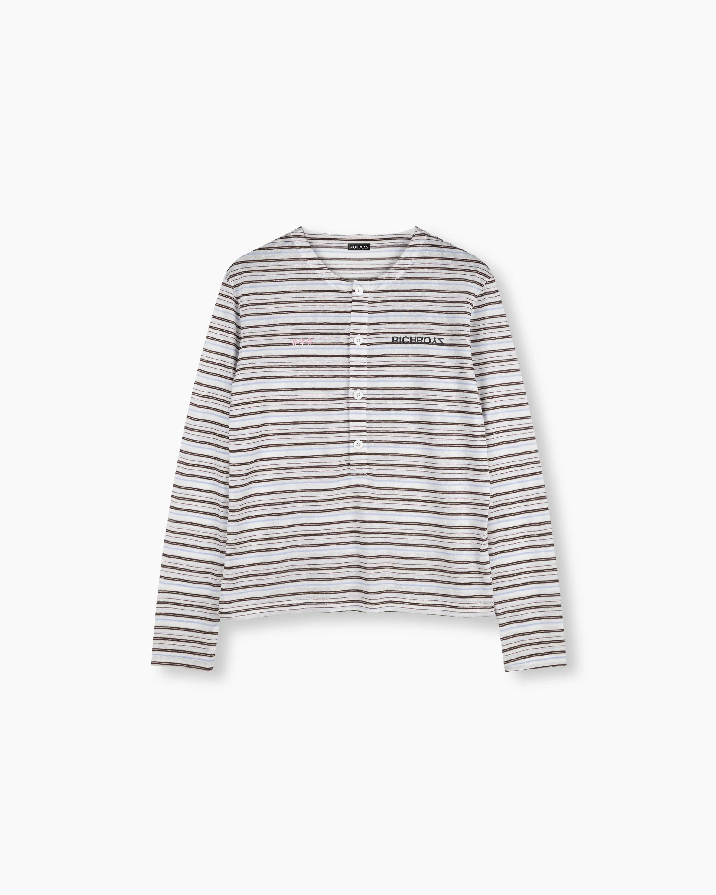 Women's Striped Henley - Sky